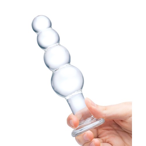 Clear Glass Beaded Butt Plug 7.25 Inch