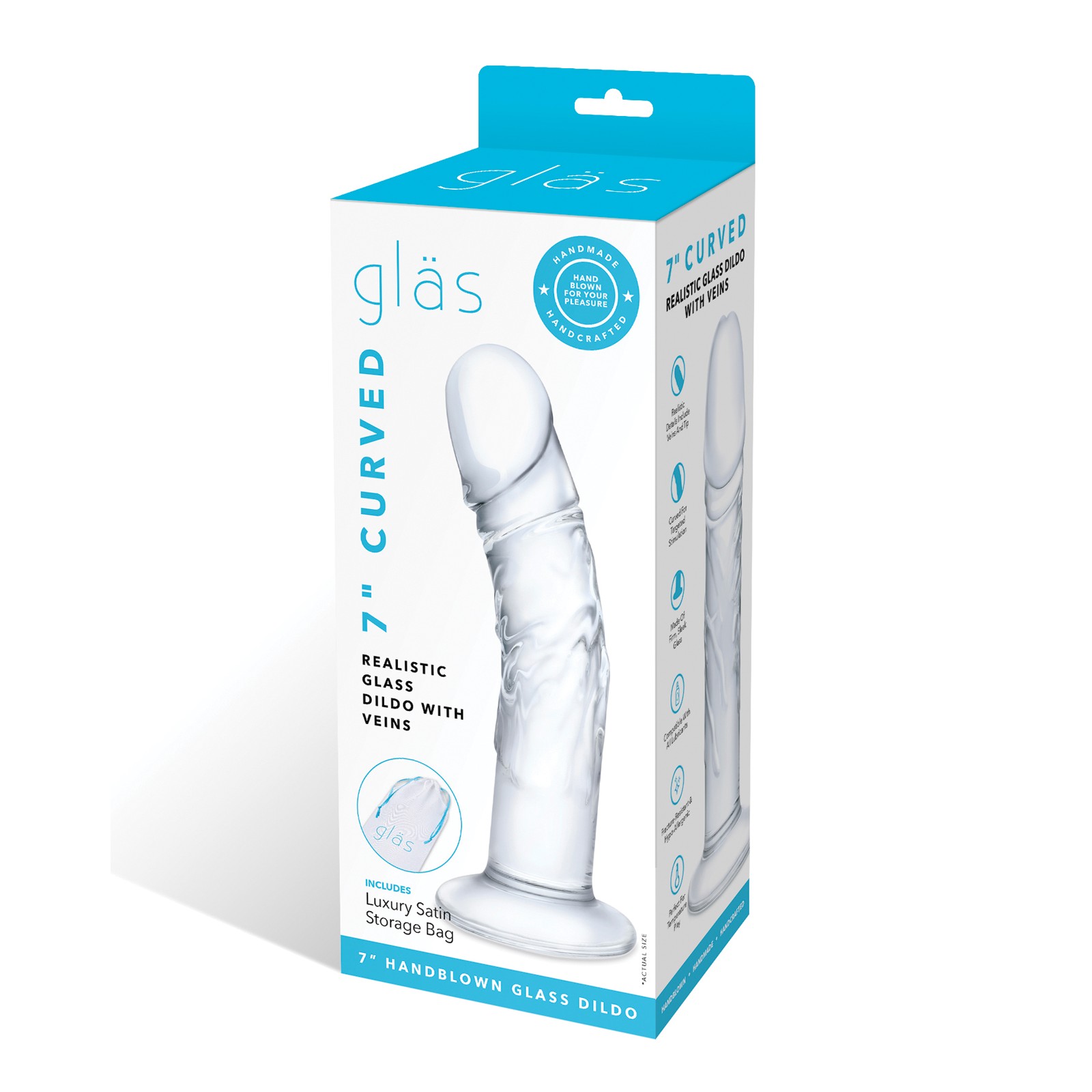 Glas 7" Realistic Curved Glass Dildo Clear