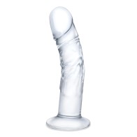 Glas 7" Realistic Curved Glass Dildo Clear