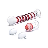 Glas Mr. Swirly 4 pc Set Glass Kegel Balls Butt Plug Red