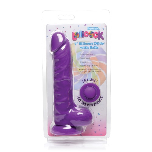 Lollicock 7 Inch Silicone Dildo with Balls - Grape