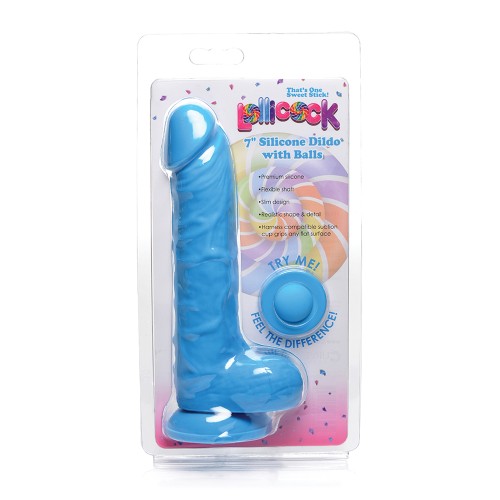 Curve Toys Lollicock 7" Silicone Dildo with Balls - Berry