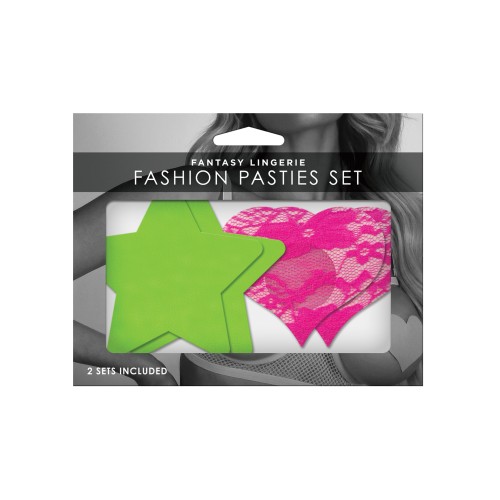 Pasties Neon UV Reactivos - Pack Verde y Rosa