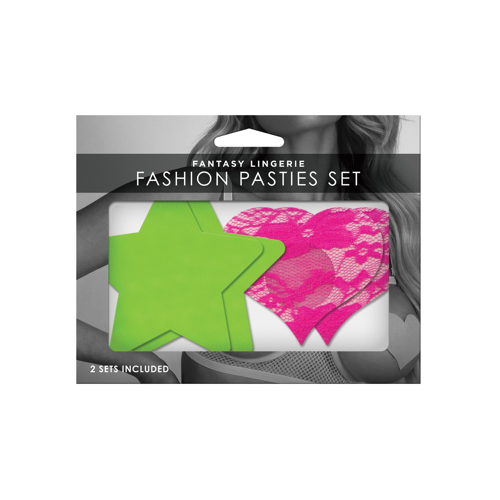 Fantasy UV Reactive Neon Pasties - Green & Pink Pack