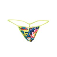 Male Basics Sinful Hipster T Thong G-String Yellow Print Medium