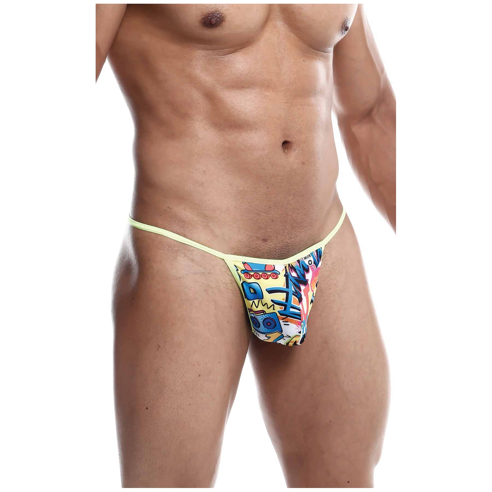 Male Basics Sinful Hipster Wow T Thong G-String - Yellow Print XL