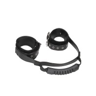 Adjustable Leather Hand Cuffs with Handle - Perfect for Bondage