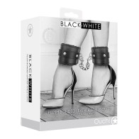 Ouch! Plush Bonded Leather Ankle Cuffs - Black/White