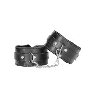 Ouch! Plush Bonded Leather Ankle Cuffs - Black/White