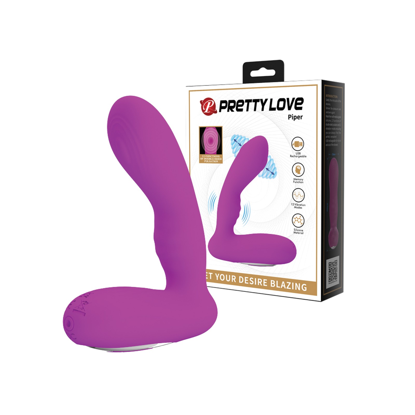 Pretty Love Piper Double Pulsation Vibe - Fuchsia