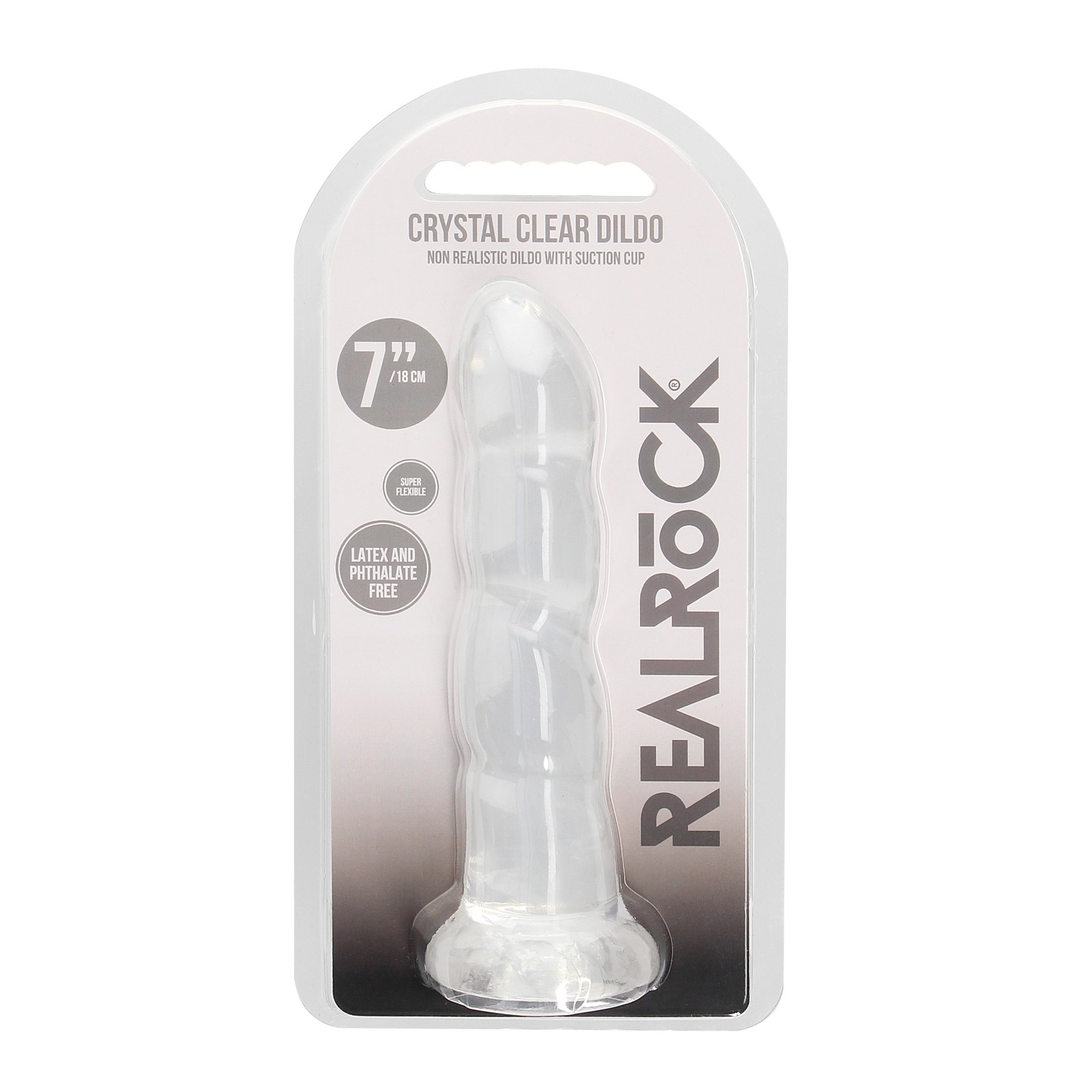 Dildo Rippled Crystal Clear 7" Shots RealRock