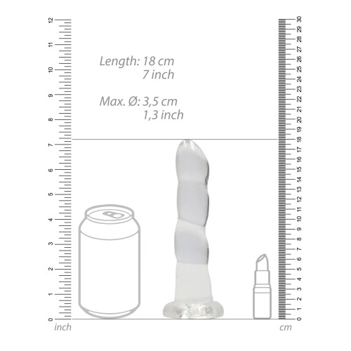 Dildo Rippled Crystal Clear 7" Shots RealRock