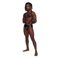 Fetish Uranus Nylon Spandex Harness Brief Black for Edgy Appeal