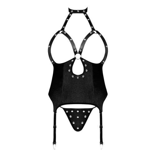 Cupless Corset Set with Choker and G-String