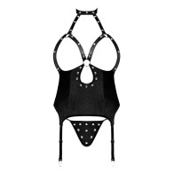 Conjunto de Corset Cupless con Collar y G-String