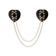 Neva Nude Two Heart Chained Pasties - Black O/S - Fun Burlesque