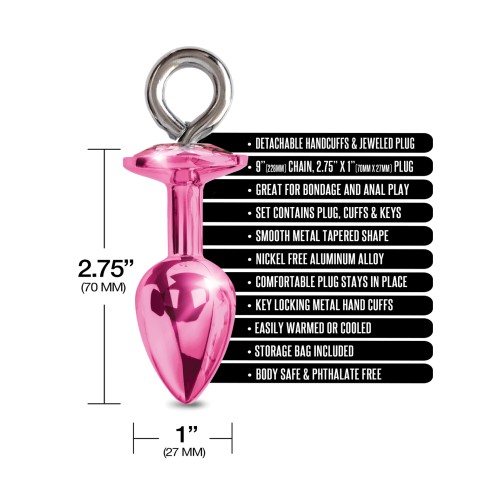 Plug Anal Nixie con Joyas y Esposas de Piel - Rosa