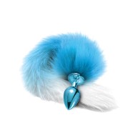 Blue Metallic Faux Fur Tail Butt Plug