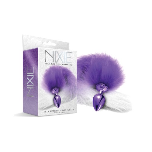 Nixie Metal Butt Plug Faux Fur Tail Purple Metallic