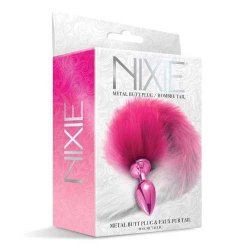 Nixie Metal Butt Plug with Faux Fur Tail - Pink