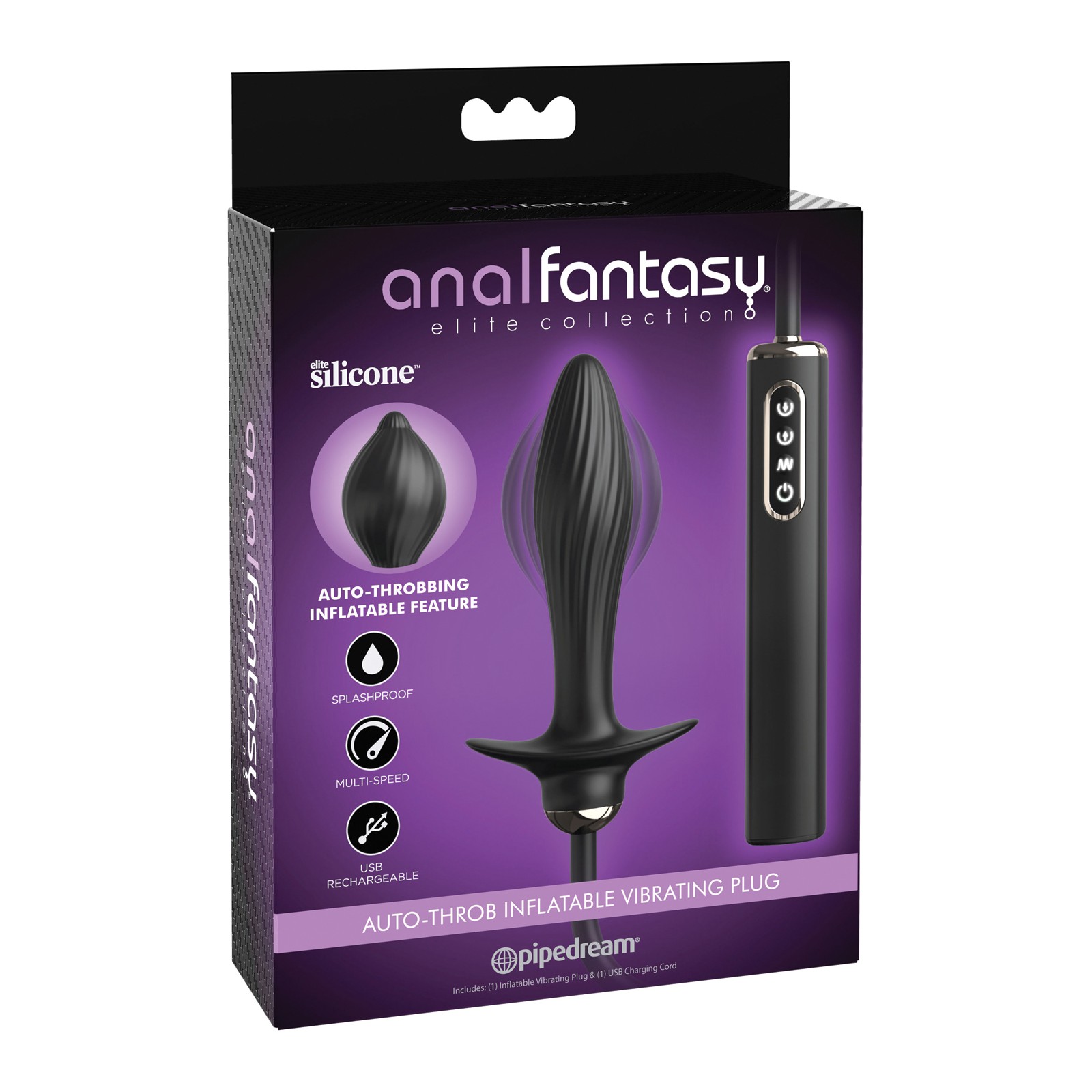 Plug Vibrador Inflable de la Colección Elite de Fantasía Anal