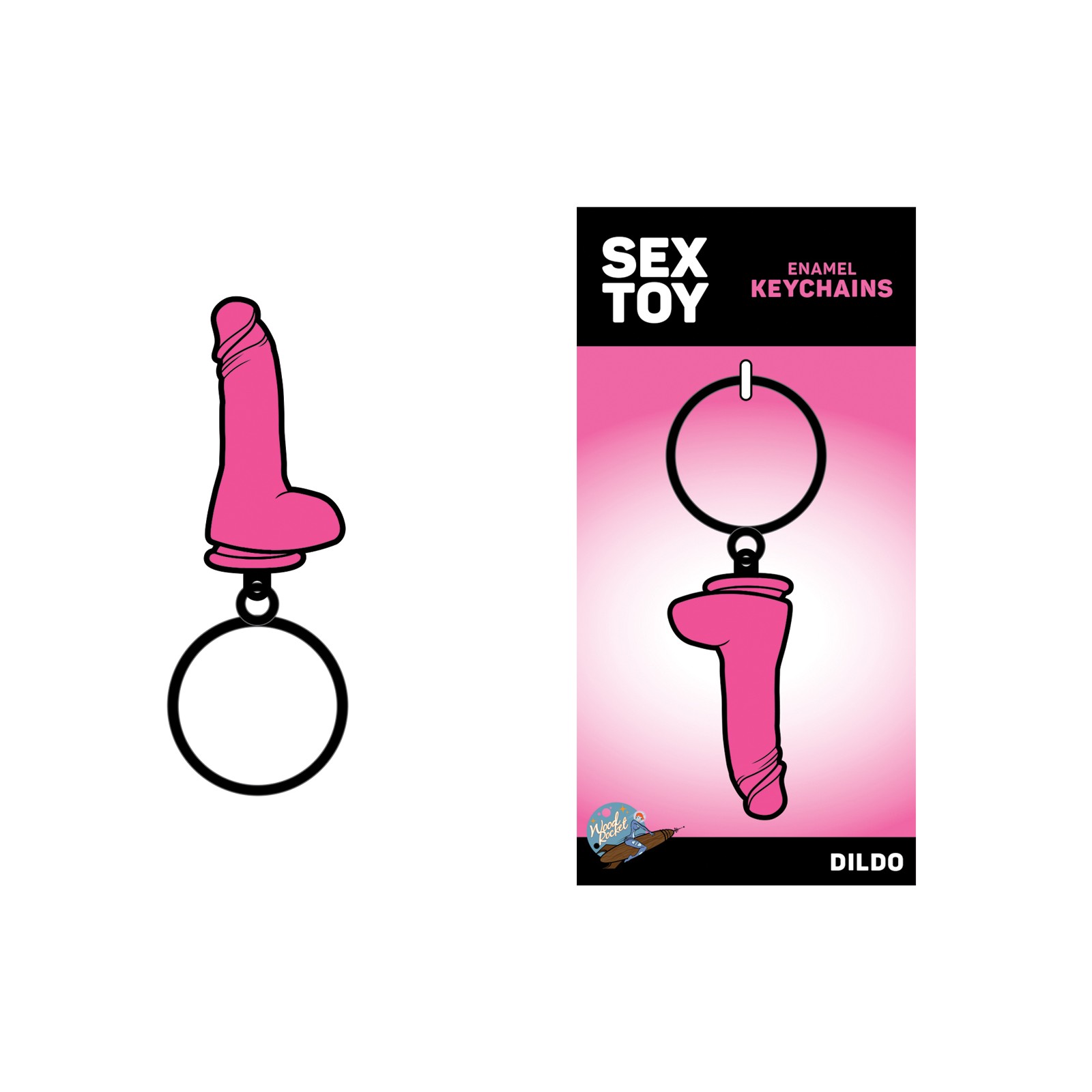 Llavero de Dildo Rosa Wood Rocket Accesorio Divertido