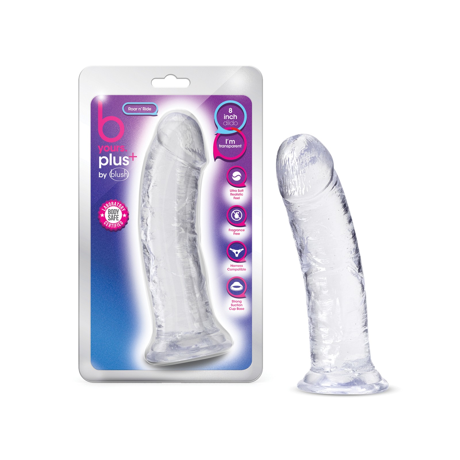 Blush B Yours Plus 8" Roar n Ride Dildo - Clear