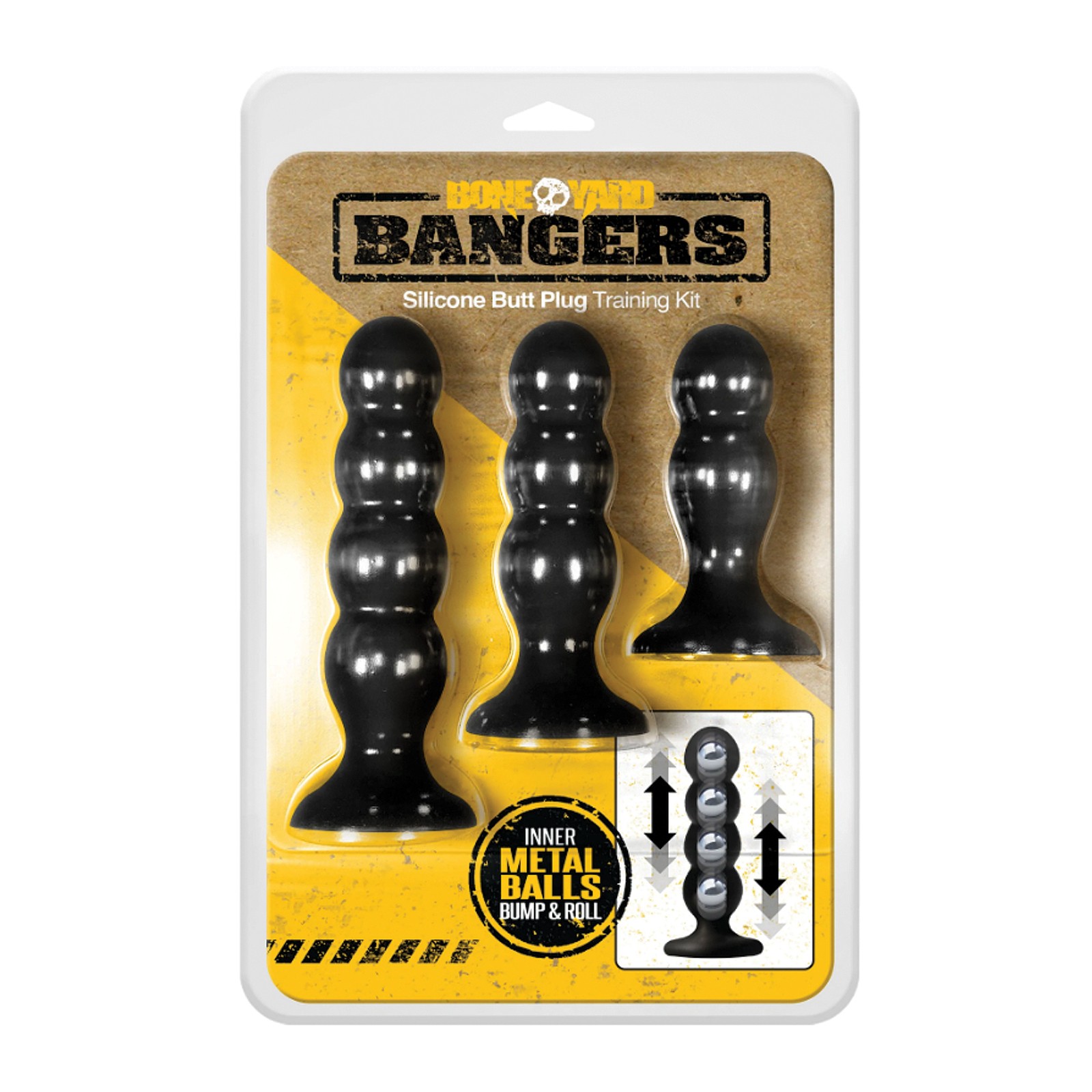 Boneyard Bangers Silicone Butt Plug Training Kit Black