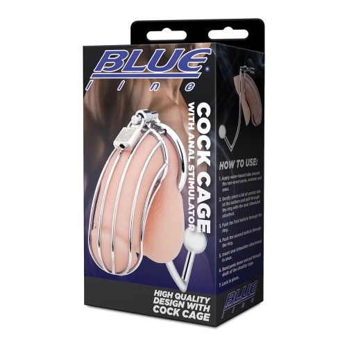 Blue Line Cock Cage with Anal Stimulator - Ultimate BDSM Toy