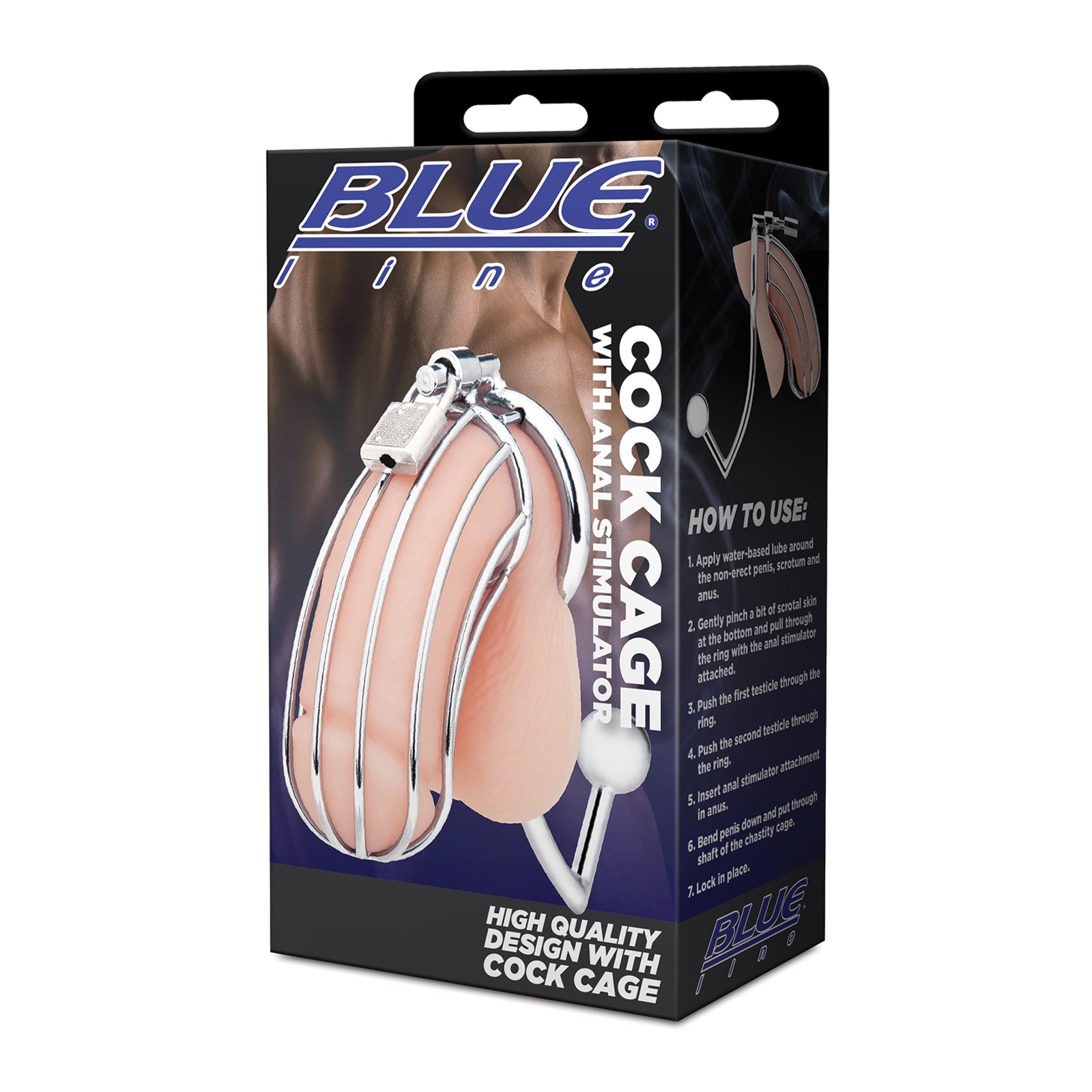 Blue Line Cock Cage with Anal Stimulator - Ultimate BDSM Toy