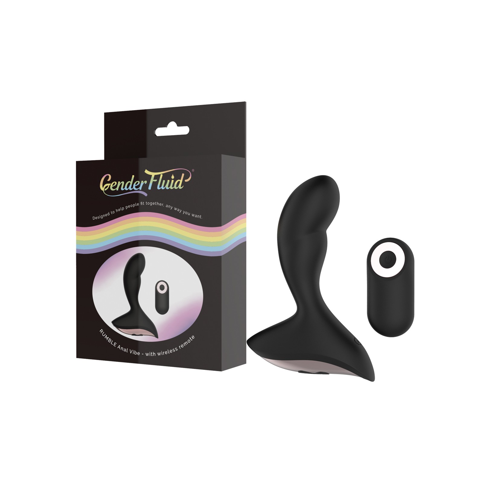 Gender Fluid Rumble Anal Vibe with Remote - Black