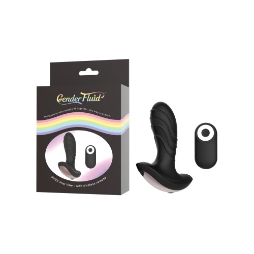 Gender Fluid Buzz Anal Vibe with Remote Black