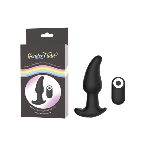 Gender Fluid Twirler Anal Vibe with Remote in Black