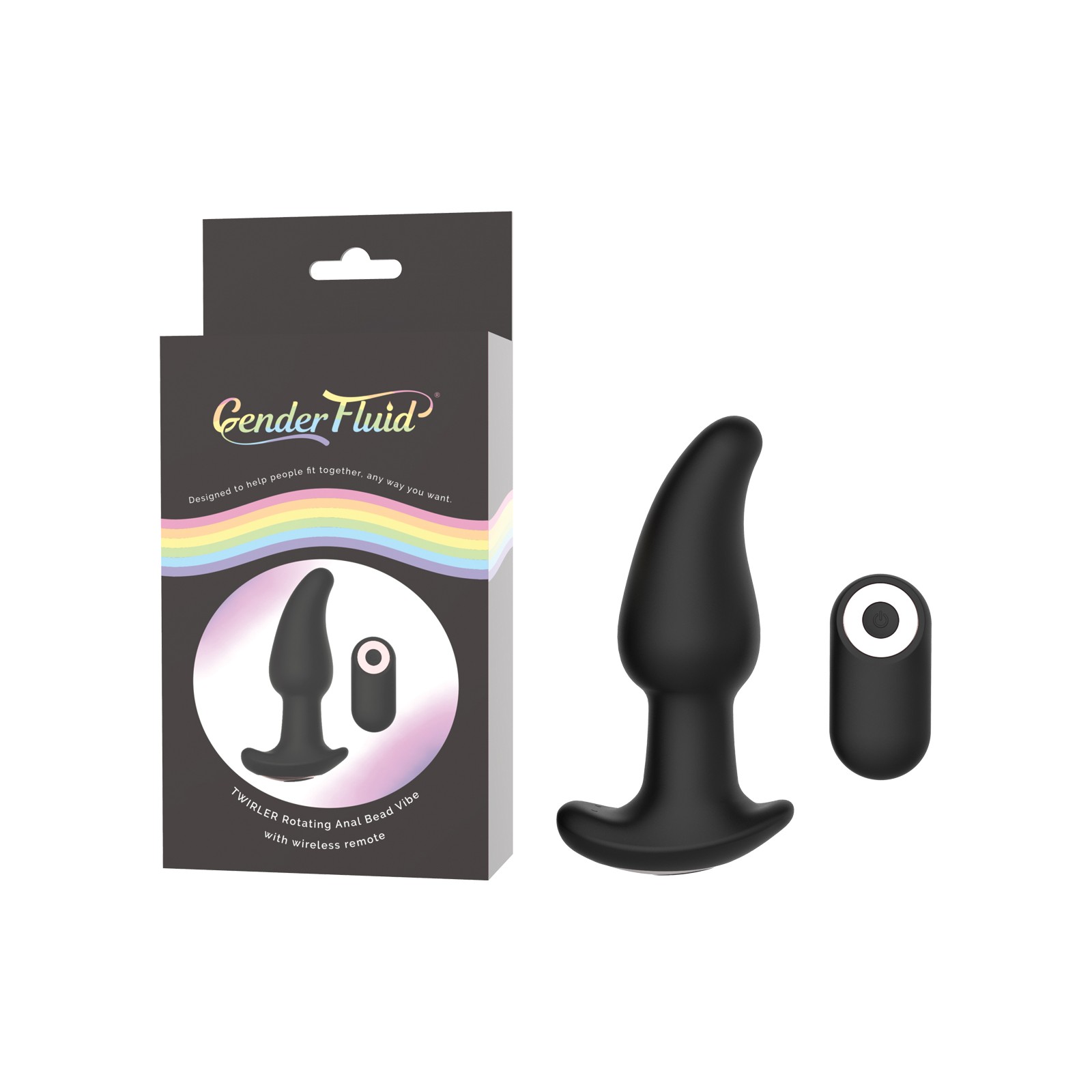 Gender Fluid Twirler Anal Vibe with Remote in Black