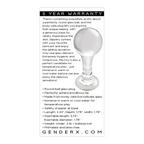 Gender X The Baller Clear Glass Plug for Sensual Play