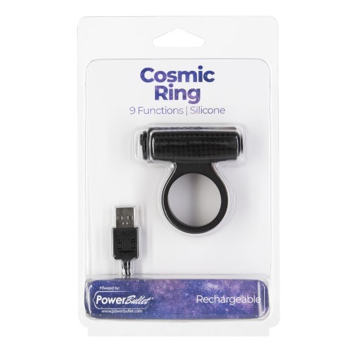 Cosmic Cock Ring Rechargeable Bullet Black