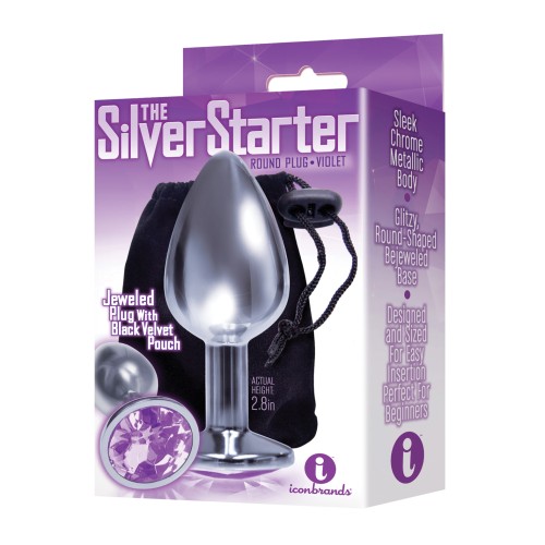 The 9s Bejeweled Round Stainless Steel Plug Violet