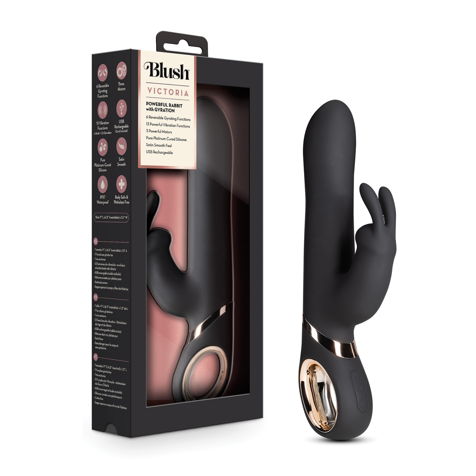 Blush Victoria Rabbit Vibrator Black