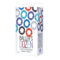 Juego de 12 Anillos para el Pene Baller's Dozen - Colores Variados