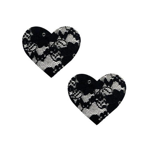 Neva Nude Lace Heart Black Pasties