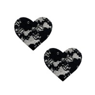 Neva Nude Lace Heart Black Pasties