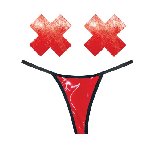 Neva Nude Naughty Knix Red G-String