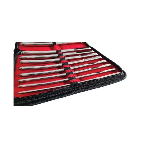 Set de Dilatadores Uterinos Hegar Rouge de Acero Inoxidable