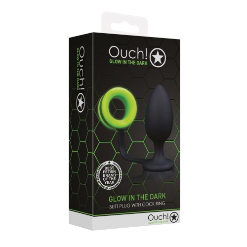 Shots Ouch Butt Plug with Cock Ring Glow in Dark