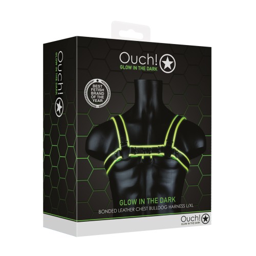 Shots Ouch Chest Bulldog Harness Glow in the Dark LXL