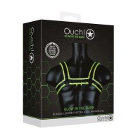 Shots Ouch Chest Bulldog Harness Glow in the Dark LXL