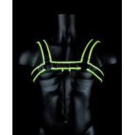 Shots Ouch Chest Bulldog Harness Glow in the Dark S/M