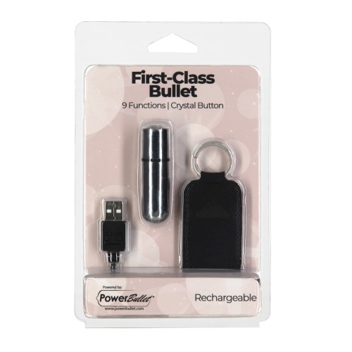 First Class Mini Rechargeable Bullet with Crystal - Silver