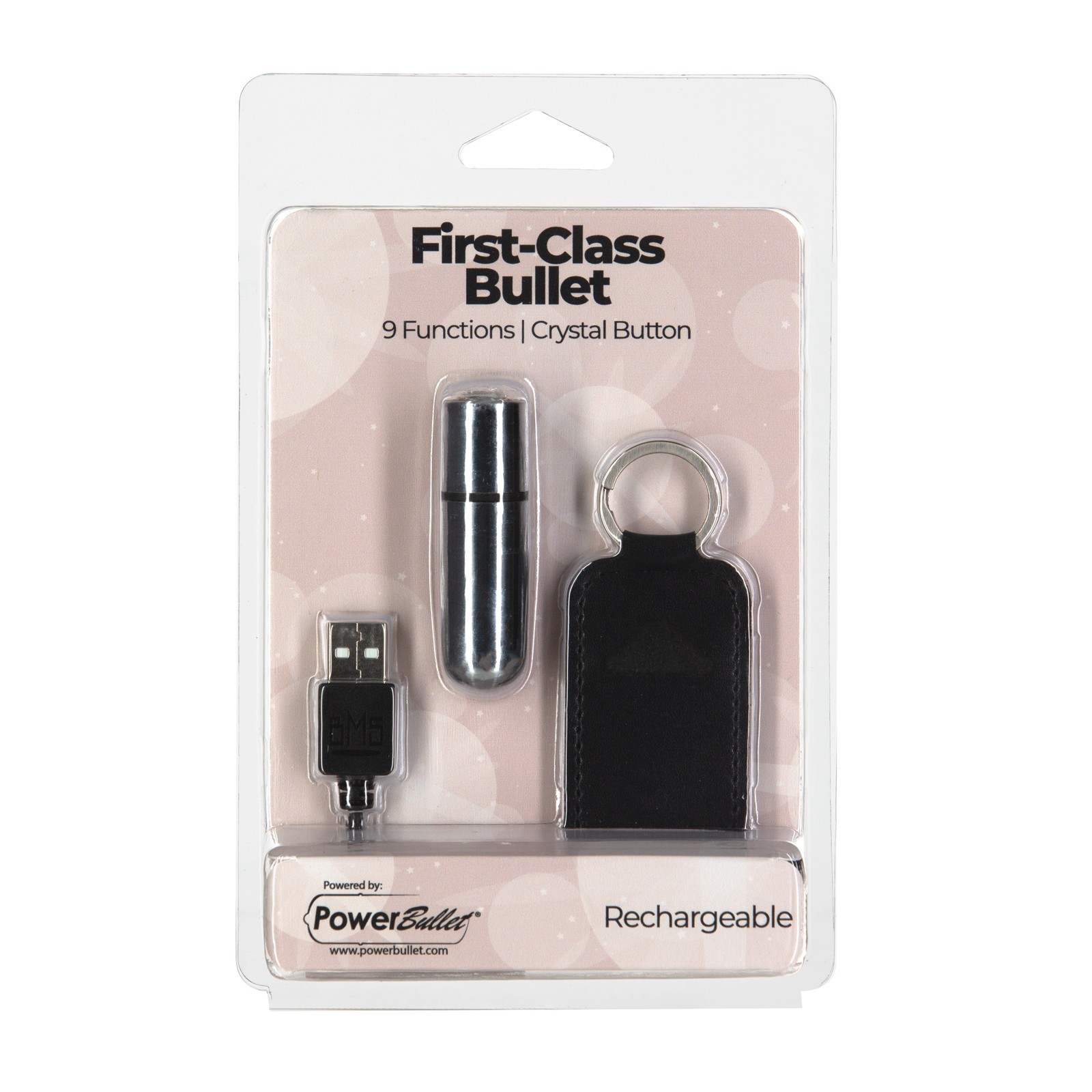 First Class Mini Rechargeable Bullet with Crystal - Silver