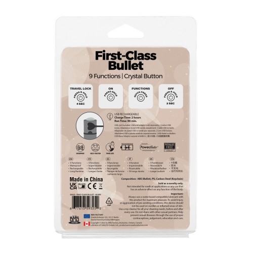 Mini Bullet Recargable First Class con Cristal - Plata